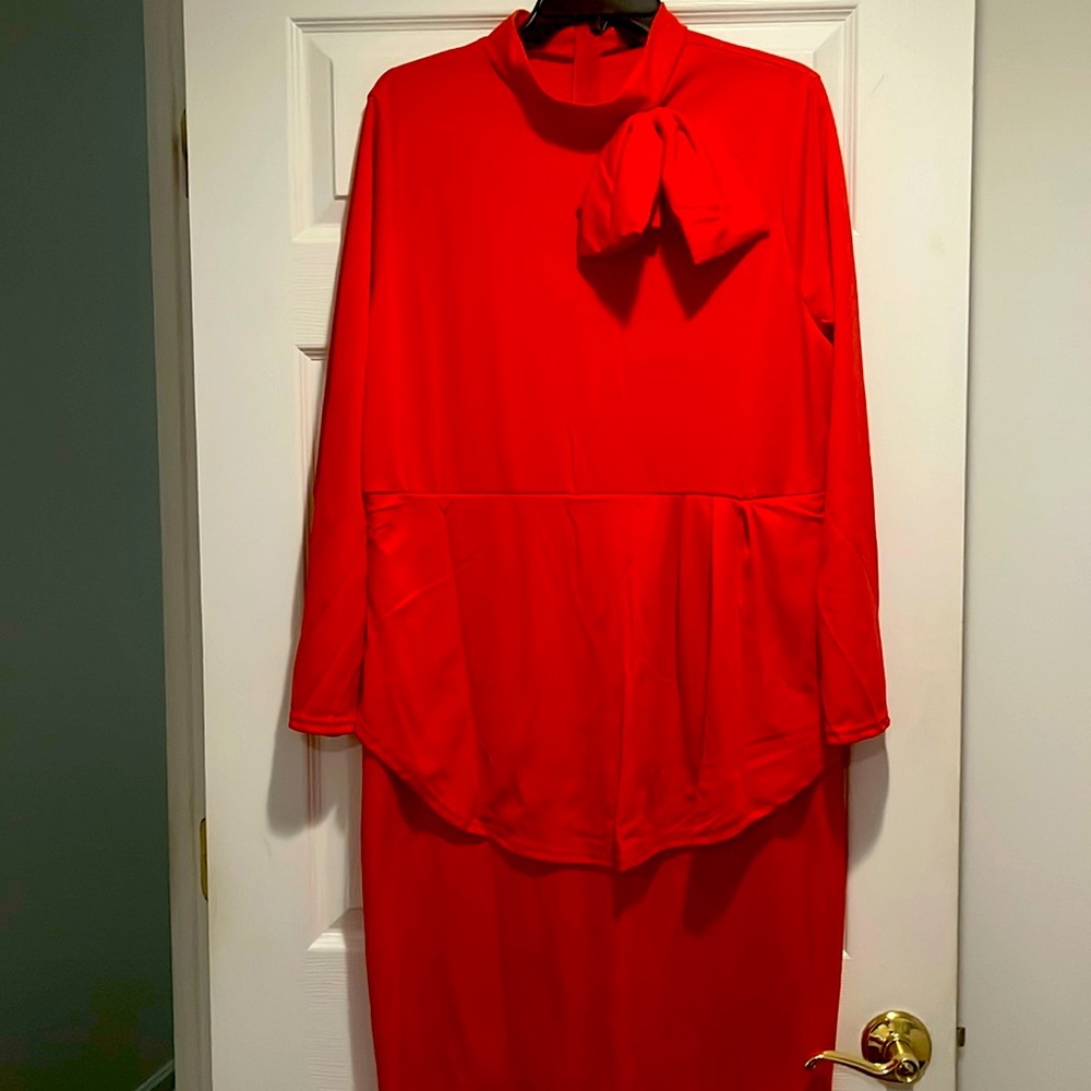 Red peplum dress